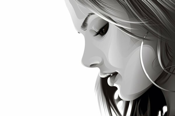 Graphic drawing of a girl in profile