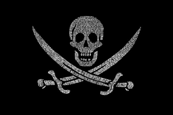 Чёрный пиратский флаг с черепом