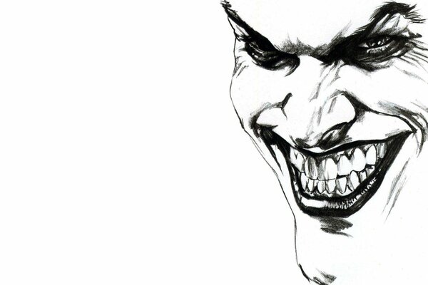 Joker s smile on a white background