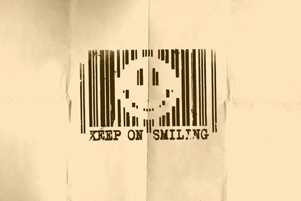 Uśmiech. Emotikon na kodzie kreskowym. Uśmiechaj się dalej