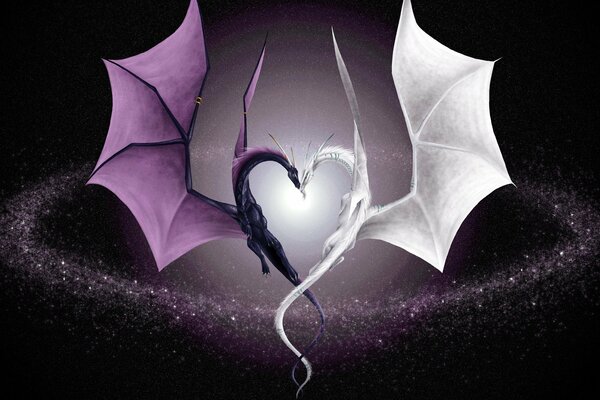 Yin and Yang dragons in the heart