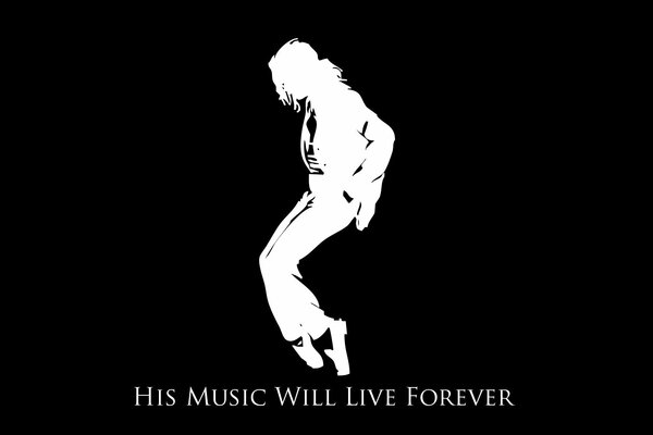 Sylwetka Michaela Jacksona na czarnym tle