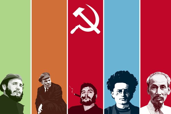 Comunistas en un fondo multicolor