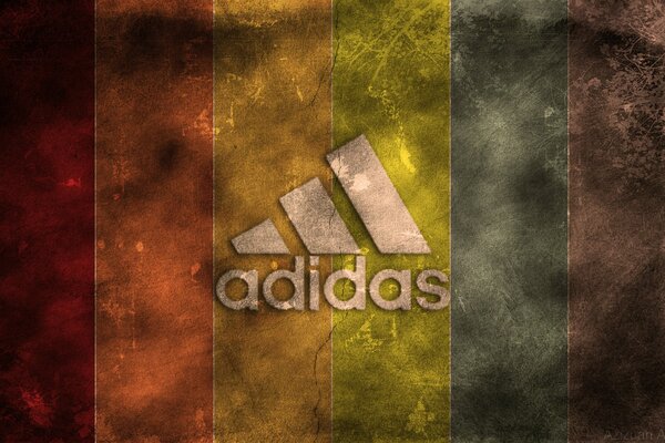 Adidas emblem on multicolored stripes