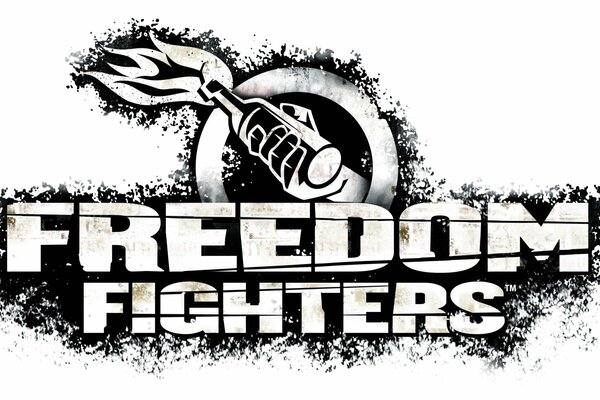Logo del movimento dei combattenti per la libertà sotto forma di una mano che tiene un cocktail Molotov