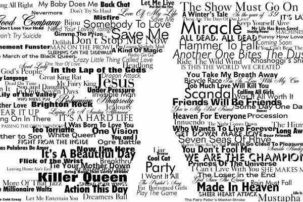 El contorno de la imagen de Freddie Mercury, cortado en medio del caos del texto