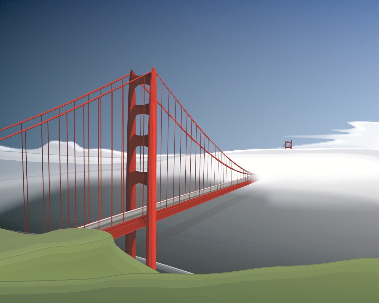 мост красный туман вектор