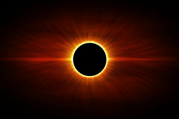 Solar eclipse on a black background