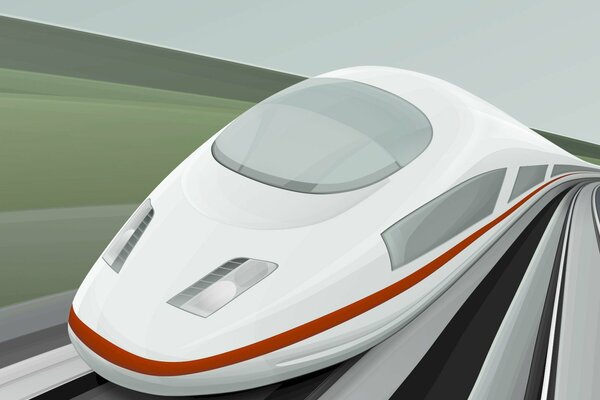 3d train racing at high speed