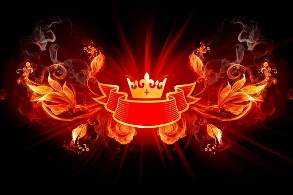 A crown in smoke and blazing fire