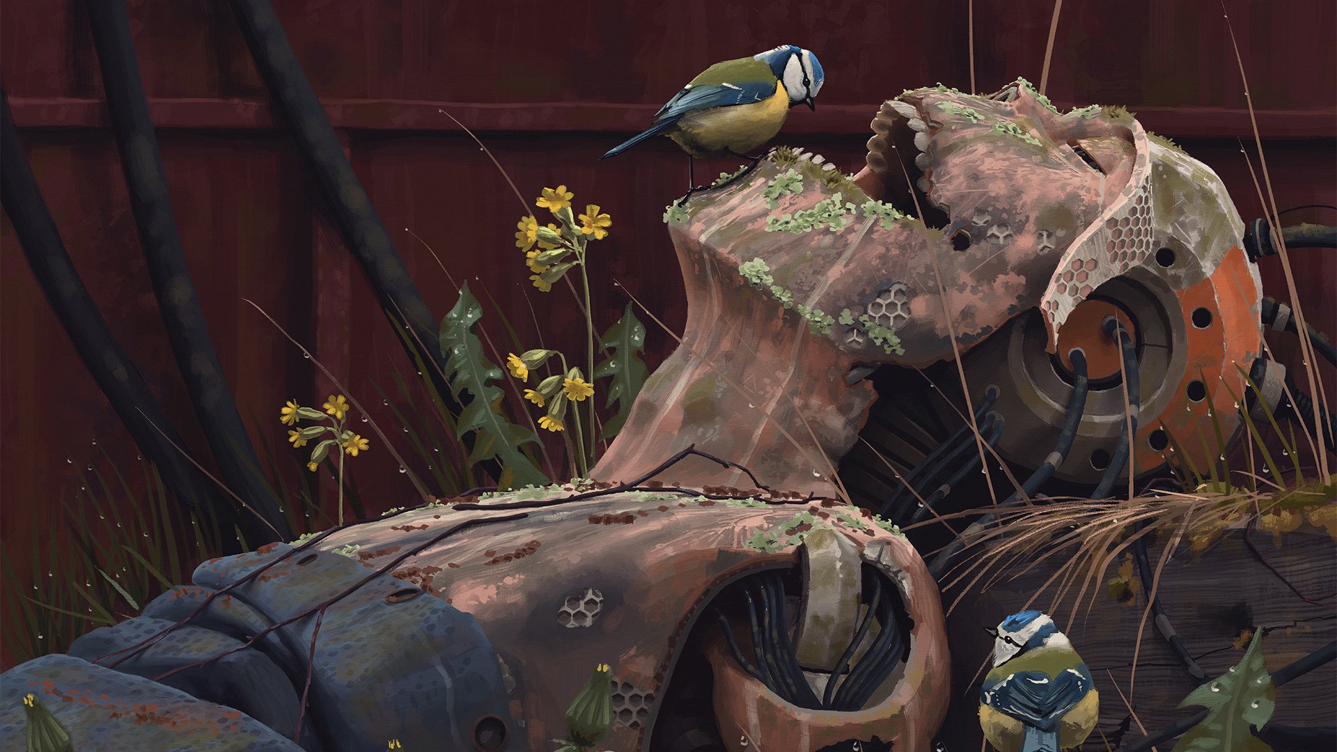 art simon stålenhag simon stålenhag artiste robot cyborg fiction herbe ruines oiseaux