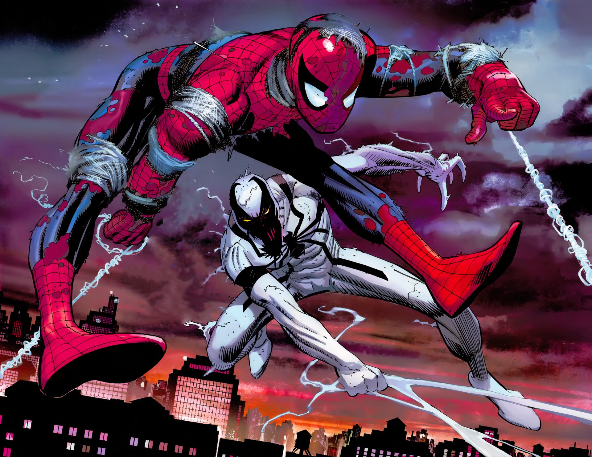 bande dessinée spider-man anti-venom anti-venom toile d araignée bataille ville