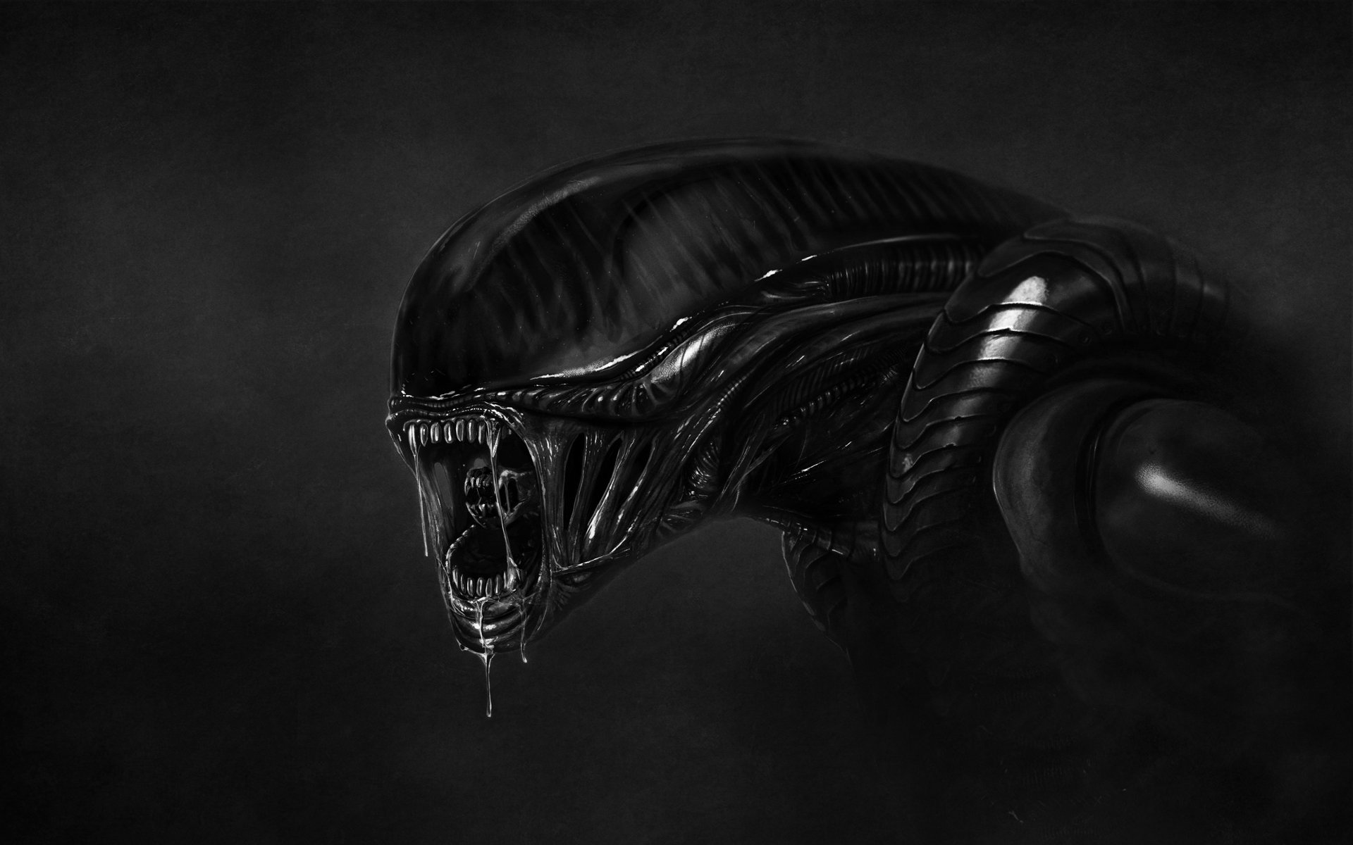 extranjero alienígena alienígena fondo oscuro monstruo babeando aliens