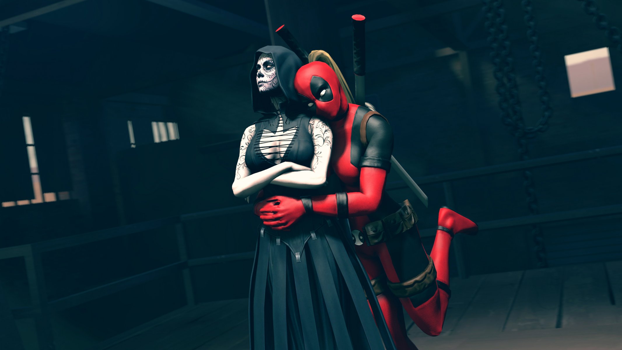 muerte maquillaje capucha lady deadpool cómics