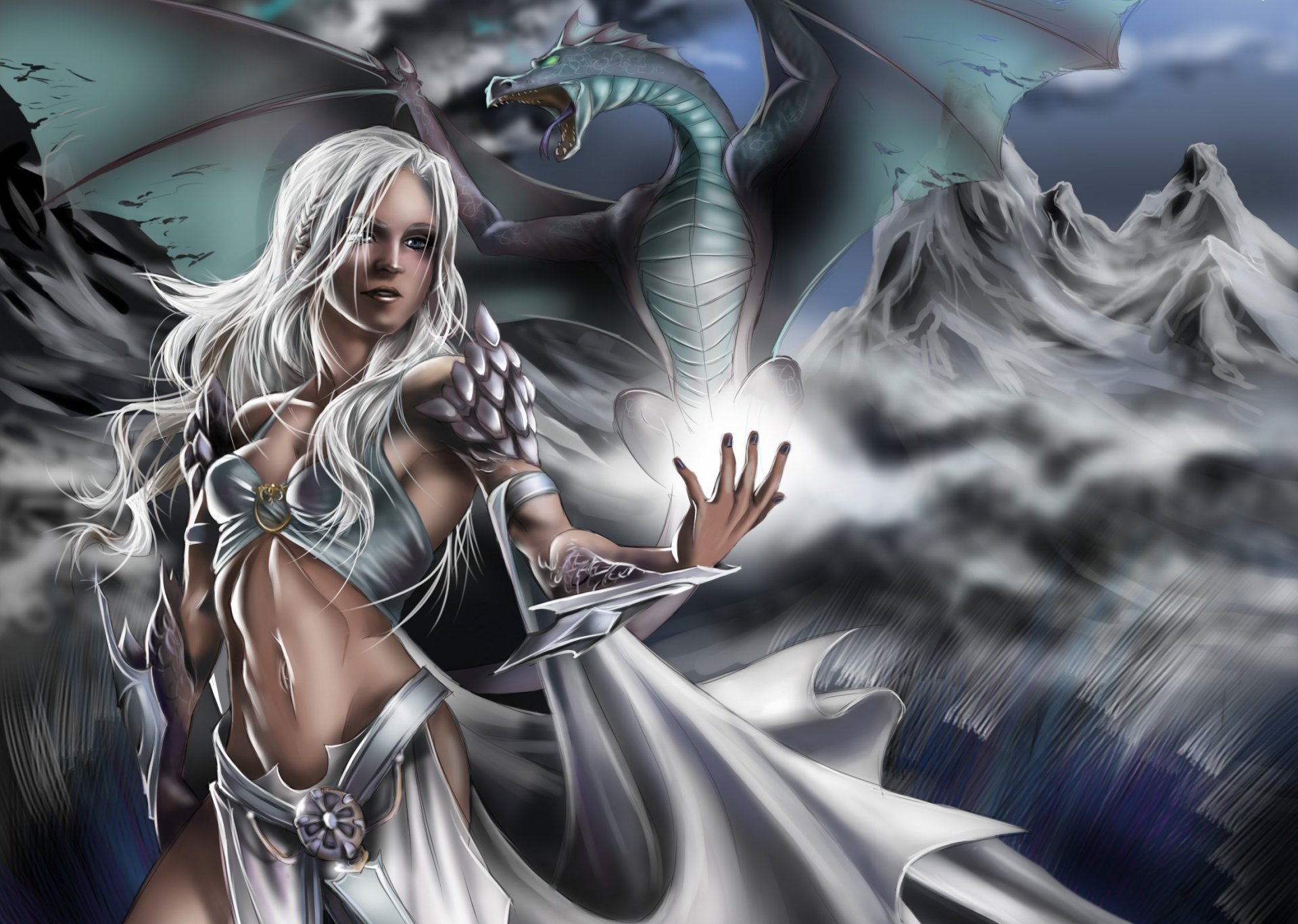 arte juego de tronos daenerys targaryen chica dragón