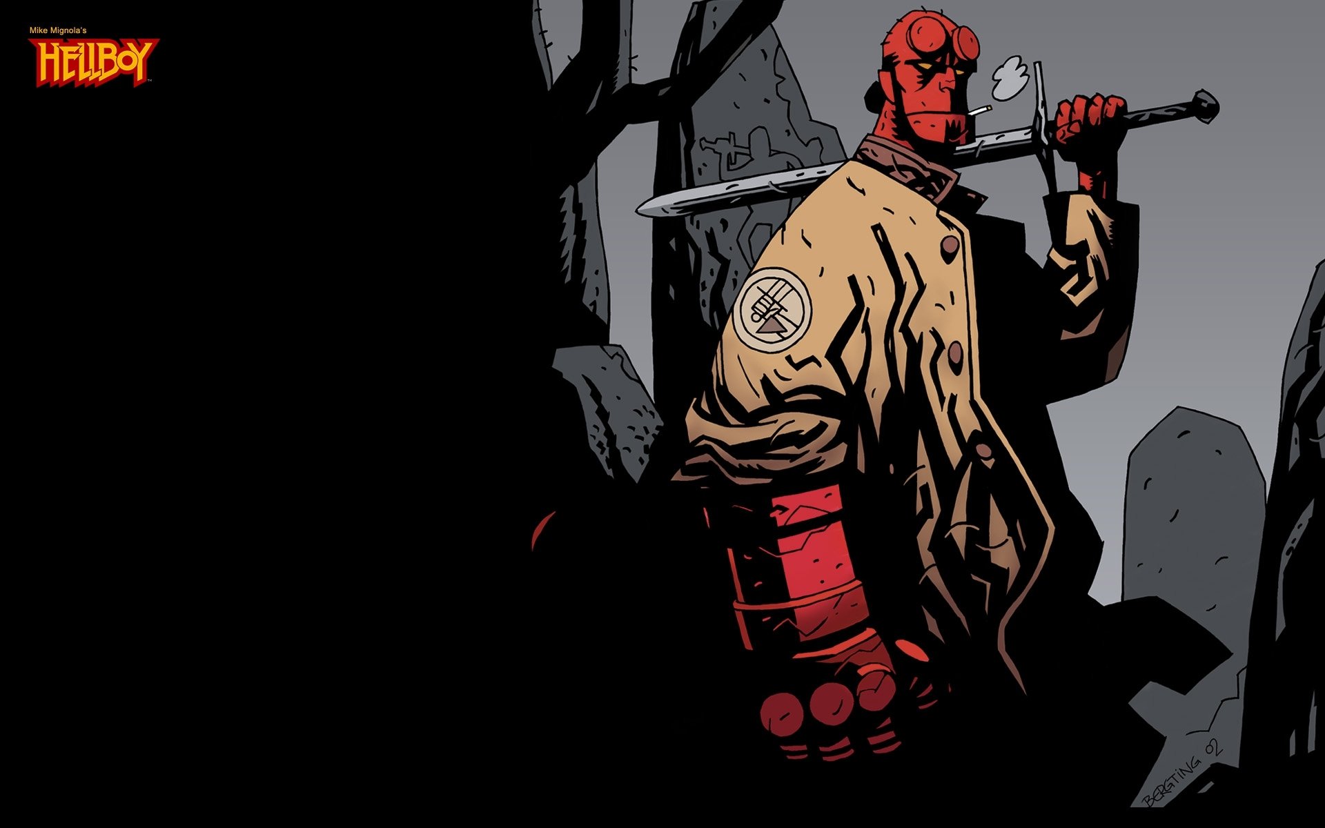 hellboy démon épée manteau regard