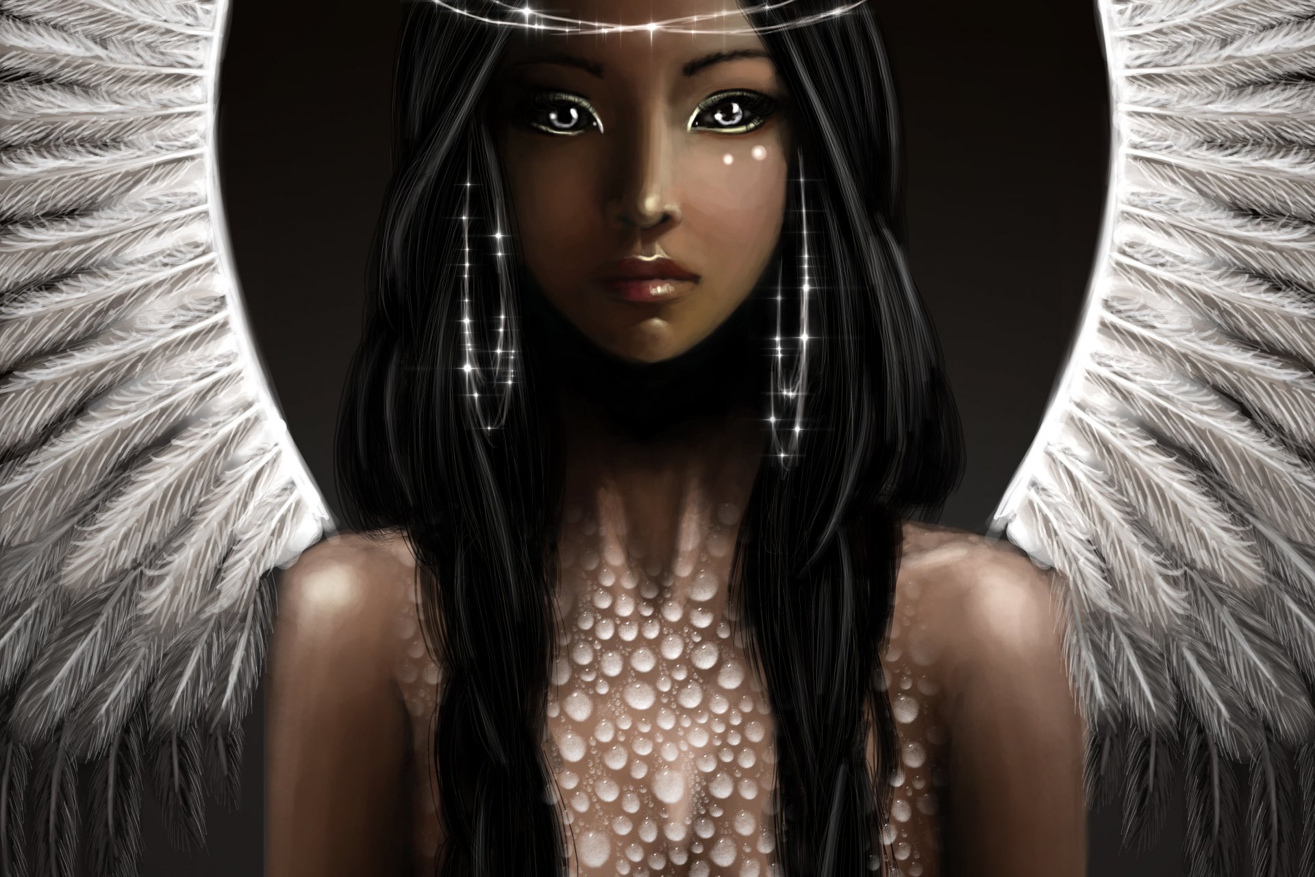 fiction art angel wings view earrings hair