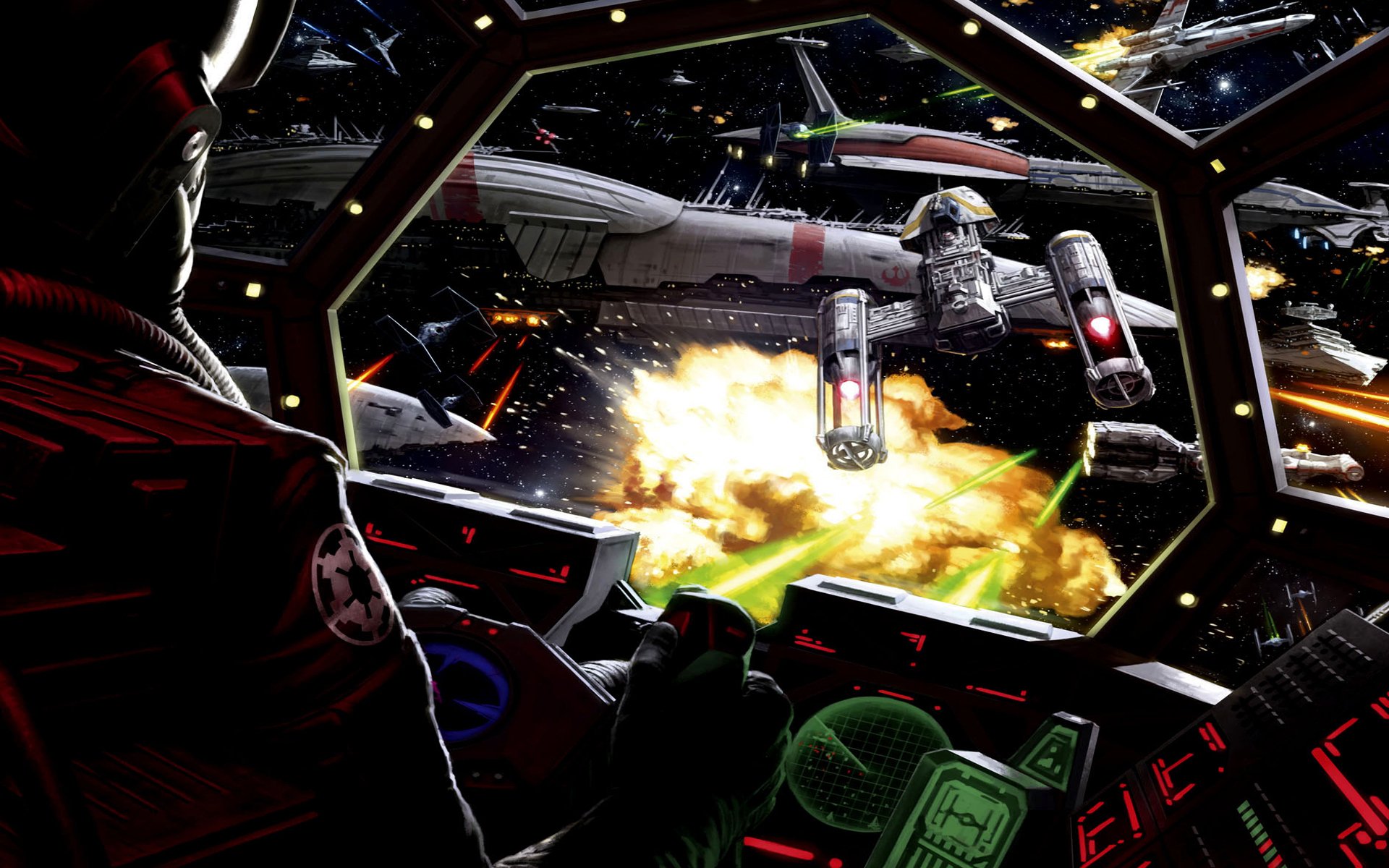 tie fighter cockpit star wars battle art