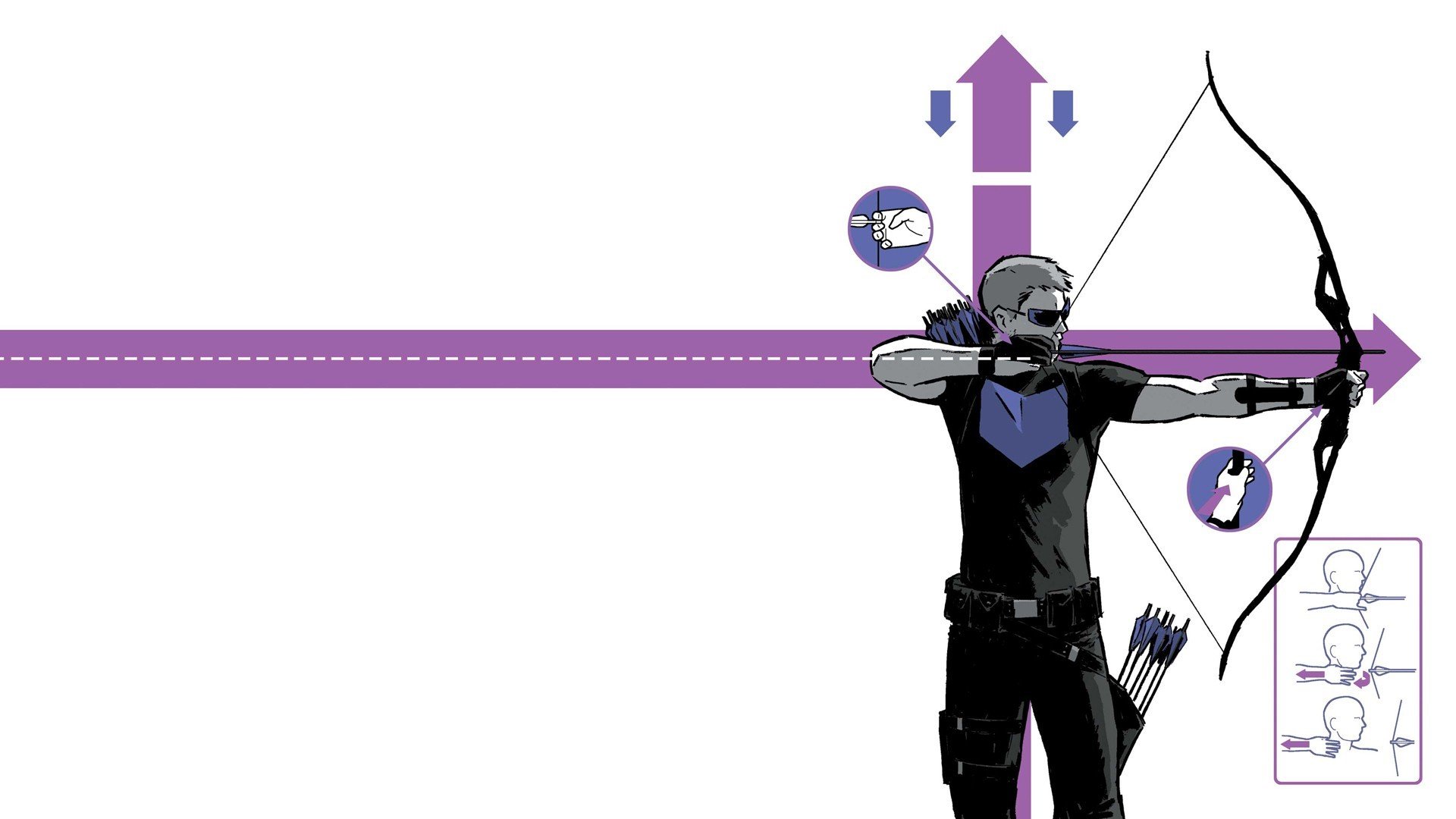 bandes dessinées hawkeye forme arc flèches pose technique