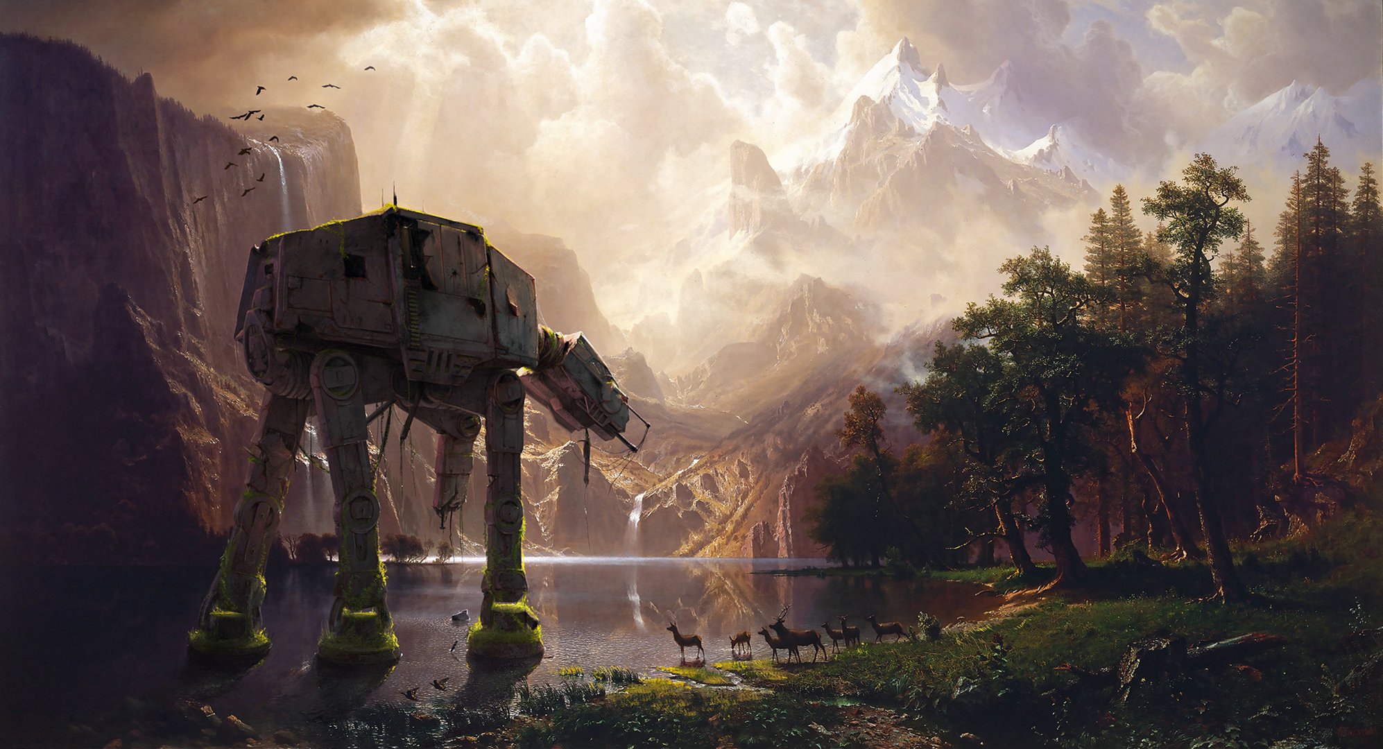 berge wald see star wars imperial walker