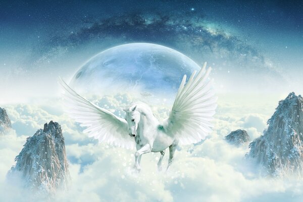 Fantaisie Pegasus dans les nuages