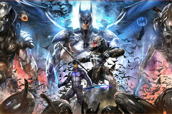 Art Batman vs Alien