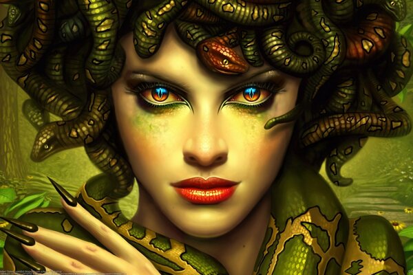 The evil snake Medusa Gorgon