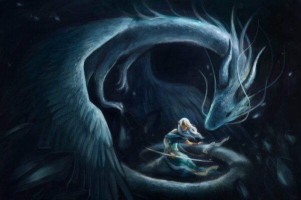 Image d art de la fille et le dragon