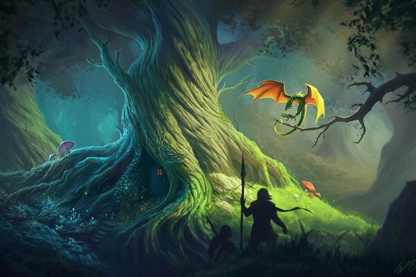 Wanderers in the forest met a little dragon