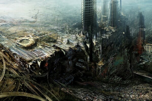 Katastrofalny widok zniszczonego miasta