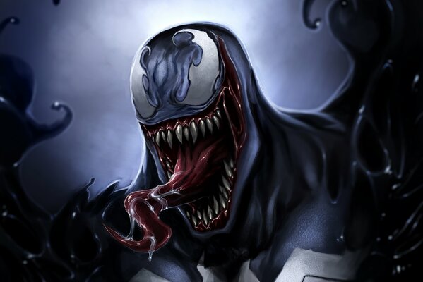 Fantasy wallpaper symbiote with a long tongue