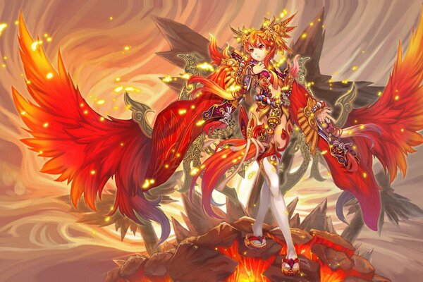 Fantasy wallpaper girl-phoenix