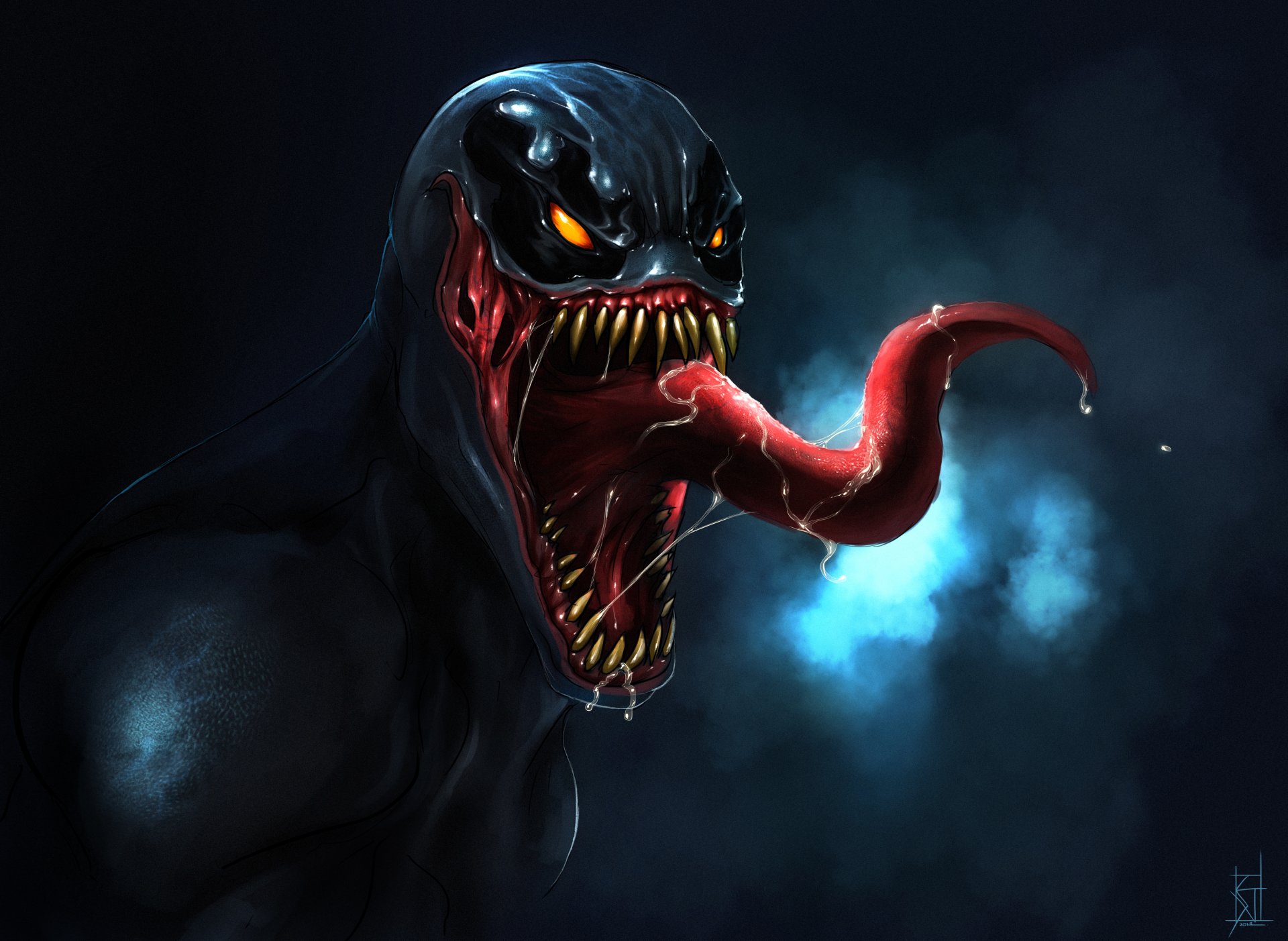 venom by therisingsoul art marvel comics mouth fall english drooling