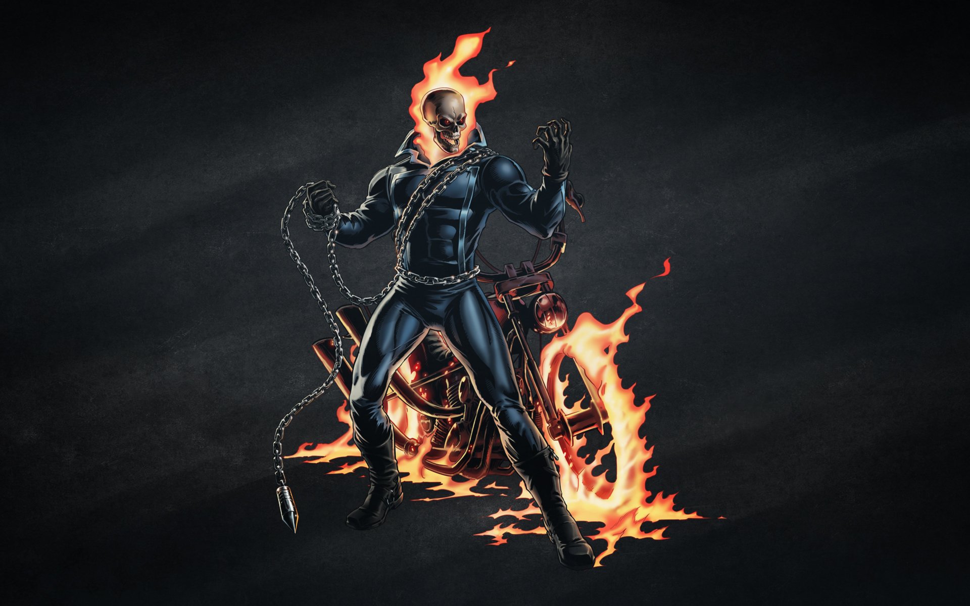 ghost rider ghost rider skelett schädel feuer kette dunkler hintergrund fahrrad motorrad