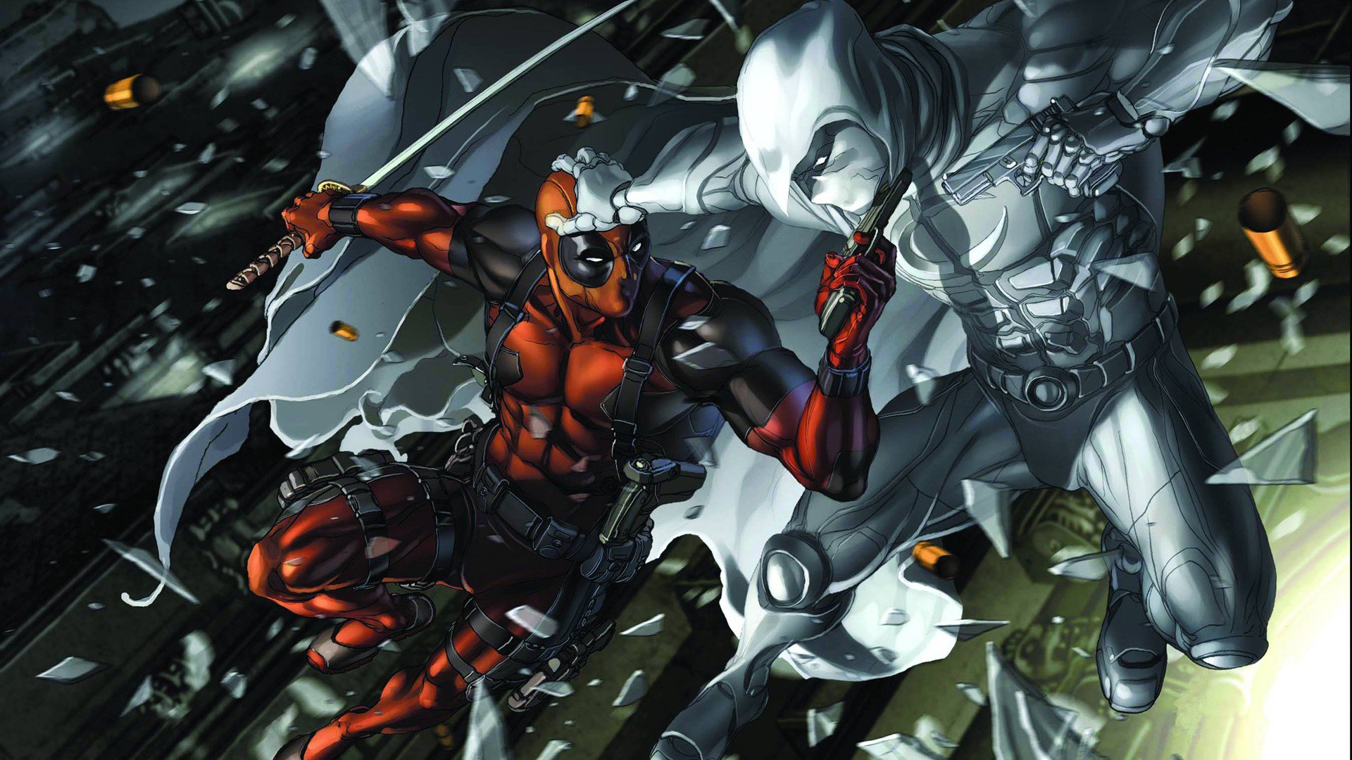 wade wilson marvel deadpool arte pistola luna cavaliere