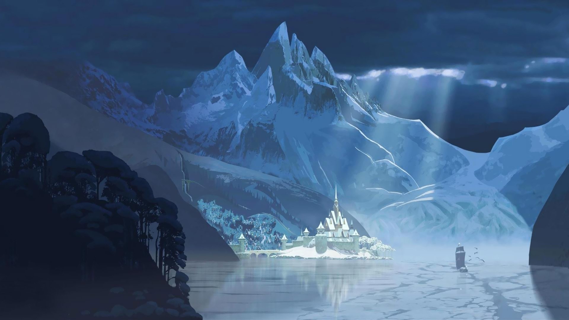 disney mrożone kraina lodu arendelle arendelle zamek góry port zima