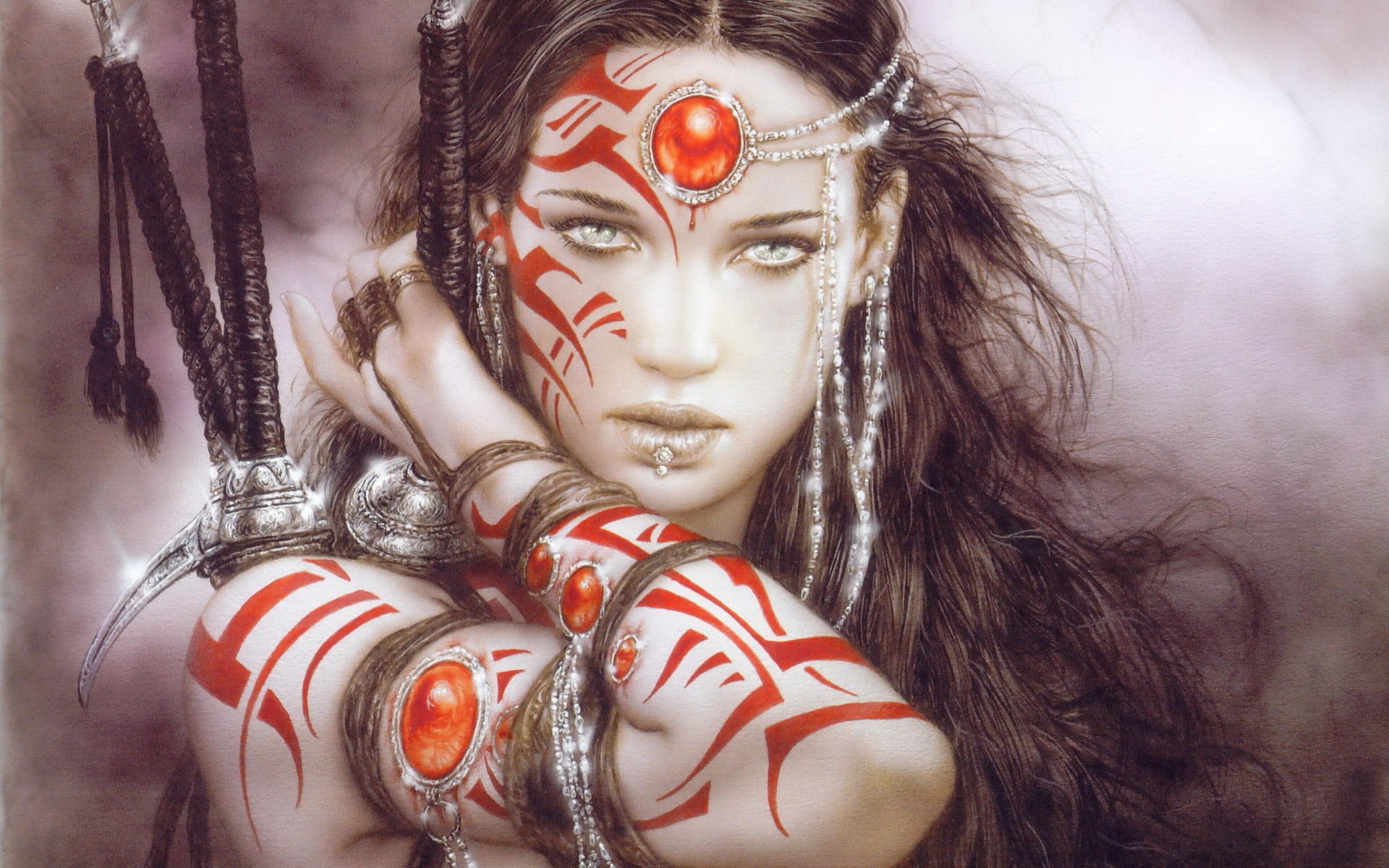 girl luis royo jewels piercing