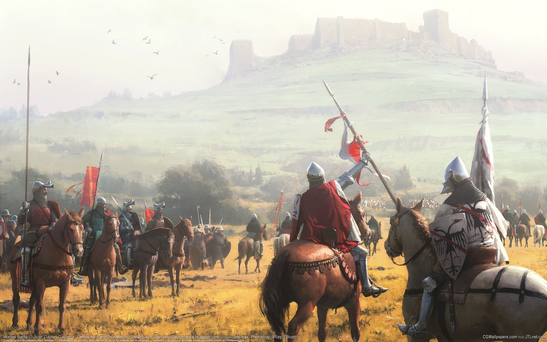 jose daniel cabrera montiel battle cg wallpaper medieval castle knights horses hill horses siege battle battle