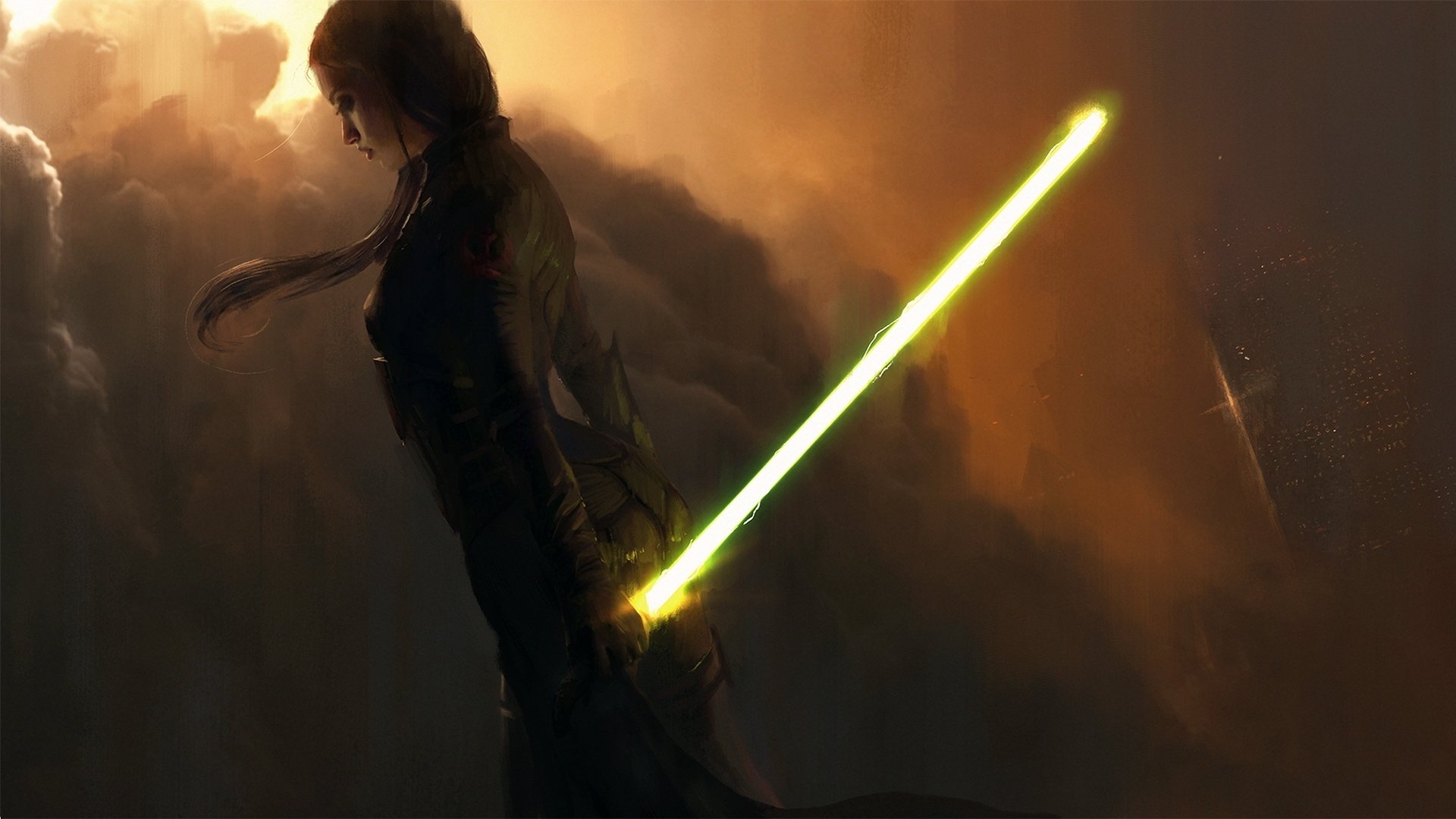 girl suit lightsaber cloud