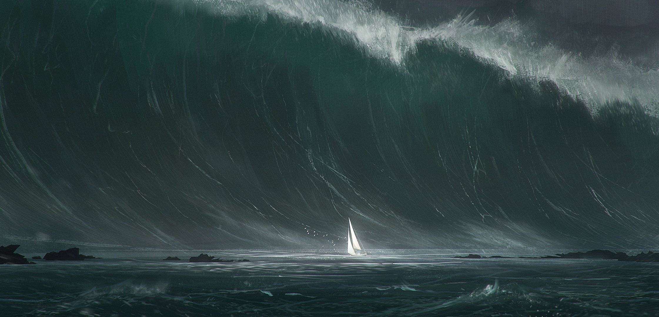 hip sail sea wave storm