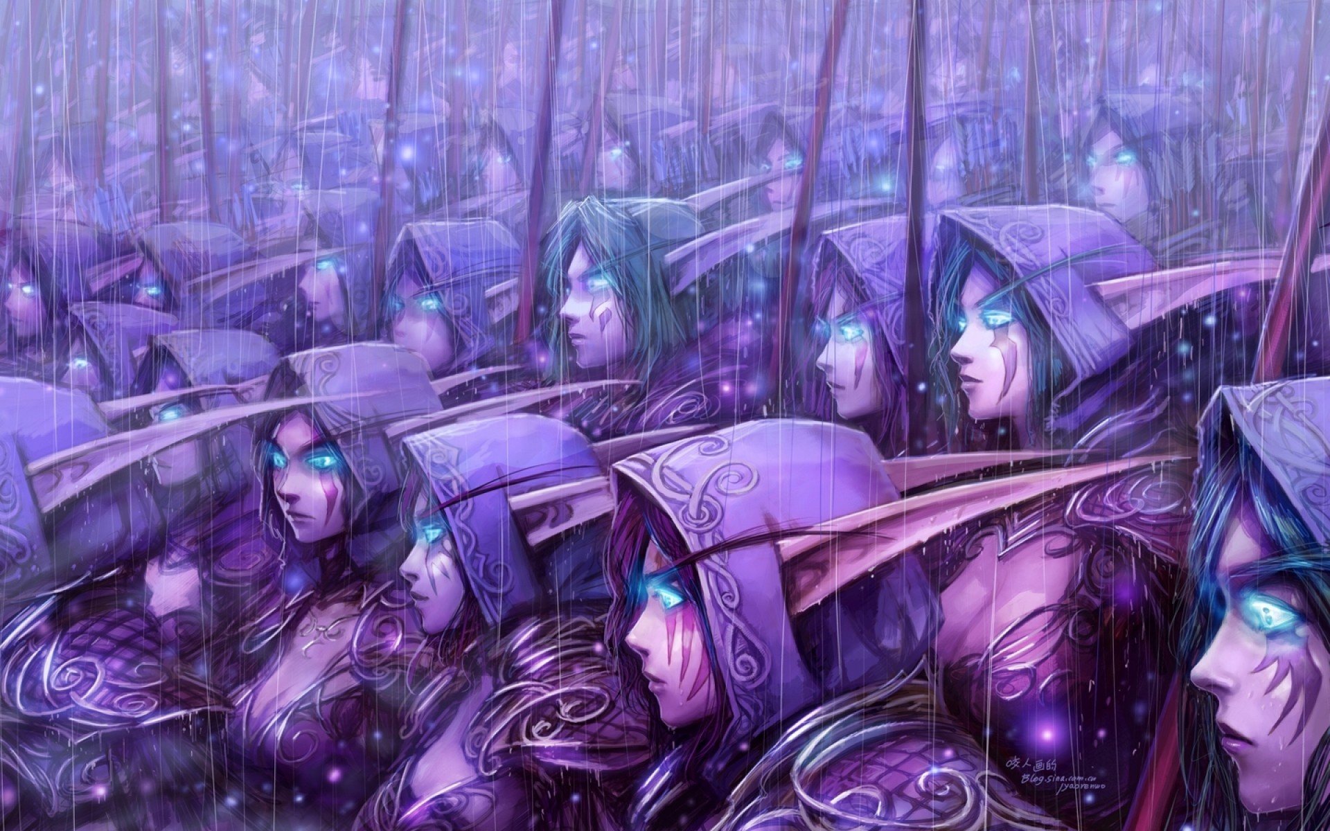 elves army world of warcraft blue eyes art night elves blizzard entertainment wow video games background