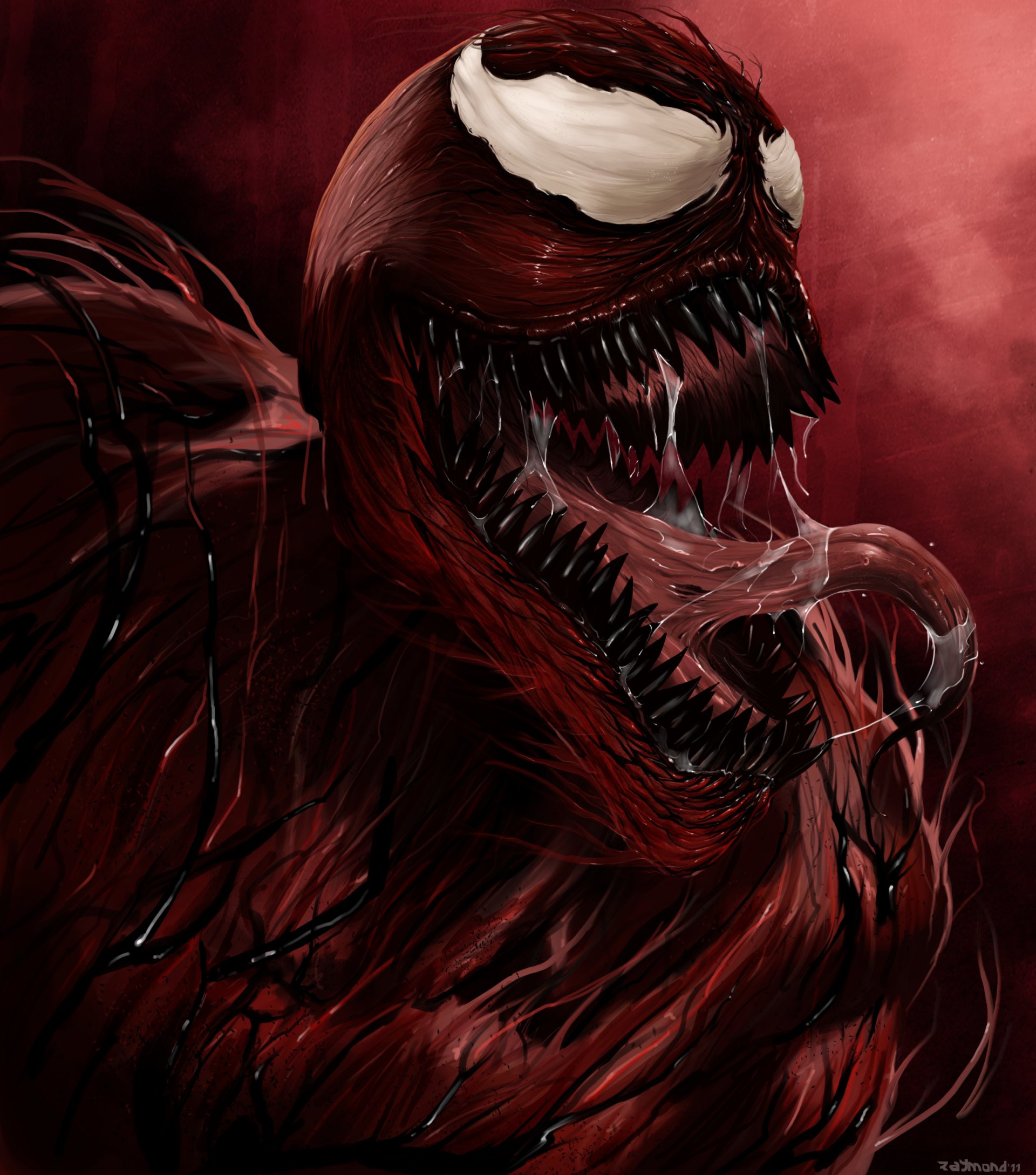 carnage marvel bandes dessinées carnage ripper supervillain bouche langue salive