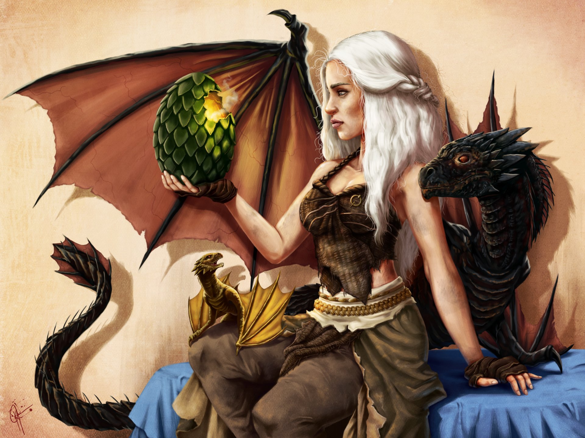 art daenerys targaryen game of thrones girl dragons egg