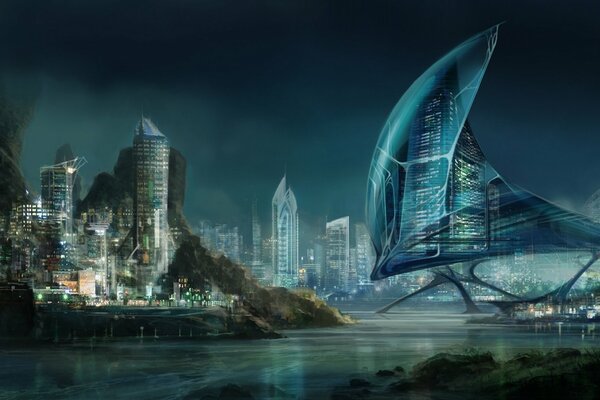 Paysage urbain de science-fiction