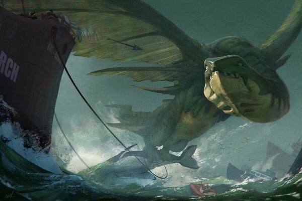 Szkice do filmu fantasy Orka i potwór Oceanu