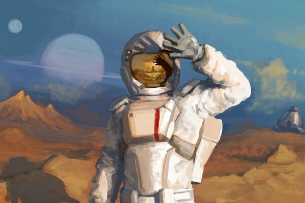 Astronaut in Raumanzug und Helm
