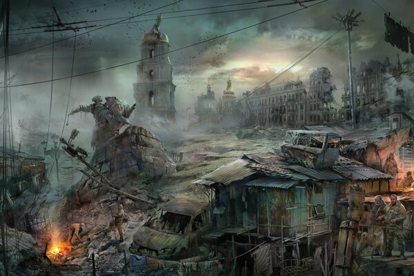 The end of the world in the city. Apocalypse. Art