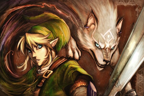 The elf zelda and the white wolf
