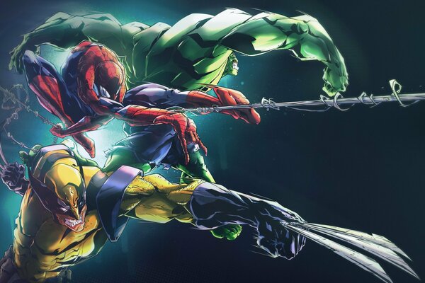 Art Spider Man, Wolverine und Hulk