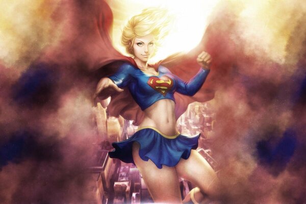 Supergirl chica Kara Zor-el en el cielo